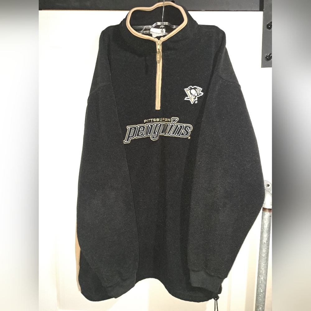 Vintage Pittzburg Penguins Nhl / Lee Sports Qtr Zip Fleece Sweater/ Jacket